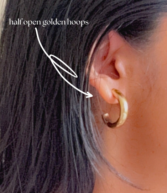 Half-Open Golden Hoops Earrings